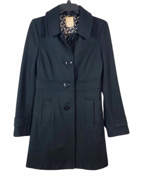 Anthropologie Jackets & Blazers - Anthropologie Tulle Womens Medium Black Wool Longline Long Sleeve Button Peacoat